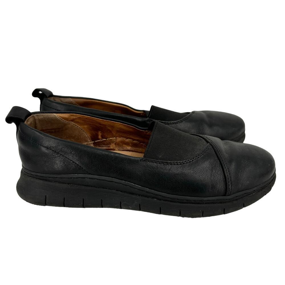 Vionic Loafer Women's Size 6 Black Leather Linden Slip On Comfort Orthotic Shoes